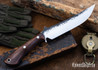 Lon Humphrey Knives: Viper - Forged 52100 - Desert Ironwood - Blue Liners - LH24HI166