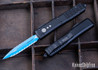 Microtech: Ultratech - Auto OTF - Double Edge - Full Serrated Jedi Knight Blue Blade - Black Aluminum Handle - 122-D3JK