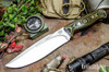 Bark River Knives: Bravo Strike Force II - CPM 3V - Black & Green Linen Micarta - Red Liners - Mosaic Pins