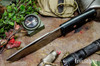 Bark River Knives: Bravo Strike Force II - CPM 3V - Black Canvas Micarta - Forest Green Liners - Mosaic Pins