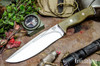 Bark River Knives: Bravo Strike Force II - CPM 3V - Green Canvas Micarta - Mosaic Pins