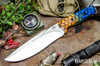 Bark River Knives: Bravo Strike Force II - CPM 3V - Amber Sea Dragon Scale- Thick Toxic Green Liners - Black Pins