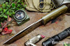 Bark River Knives: Bravo Strike Force II - CPM 3V - Green Canvas Micarta - White Liners - Mosaic Pins