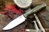 Bark River Knives: Gunny Sidekick - CPM MagnaCut - Green Linen Micarta - Orange Liners - Hollow Brass Pins