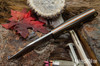 Bark River Knives: Gunny Sidekick - CPM MagnaCut - OD Green Burlap Micarta - Orange Liners - Hollow Brass Pins