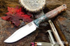 Bark River Knives: Gunny Sidekick - CPM MagnaCut - Gray & Rose Maple Burl - Mosaic Pins