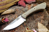 Bark River Knives: Iron River MagnaCut - Green Canvas Micarta - Orange Liners - Hollow Brass Pins - Matte