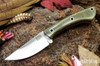 Bark River Knives: Iron River MagnaCut - Green Canvas Micarta - Orange Liners - Hollow Pins