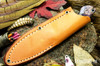 Bark River Knives: Iron River MagnaCut - Natural Canvas Micarta - Blue Liners - Hollow Brass Pins