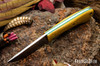 Bark River Knives: Iron River MagnaCut - Natural Canvas Micarta - Green Liners - Brass Pins