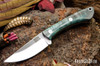 Bark River Knives: Iron River MagnaCut - Teal & Gray Tigertail Maple Burl