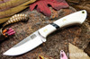 Bark River Knives: Iron River MagnaCut - White Linen Micarta - Onyx Spacer - Black Liners - Brass Pins