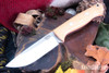 Bark River Knives: Bravo 1 - CPM 3V - Rampless - Antique Bone Linen Micarta - Red Liners