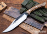 Lon Humphrey Knives: Gunfighter Bowie - Forged 52100 - Curly Maple - Black Liners - LH04MI008