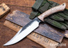 Lon Humphrey Knives: Gunfighter Bowie - Forged 52100 - Curly Maple - Black Liners - LH04MI023