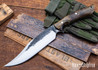 Lon Humphrey Knives: Gunfighter Bowie - Forged 52100 - Storm Sassafras - Black Liners - LH04MI074