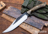 Lon Humphrey Knives: Gunfighter Bowie - Forged 52100 - Storm Sassafras - Black Liners - LH04MI076