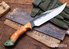 Lon Humphrey Knives: Gunfighter Bowie - Forged 52100 - Double Dyed Box Elder Burl - Black Liners - LH04MI108
