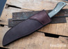 Lon Humphrey Knives: Gunfighter Bowie - Forged 52100 - Double Dyed Box Elder Burl - Blue Liners - LH04MI122