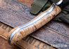Lon Humphrey Knives: Gunfighter Bowie - Forged 52100 - Double Dyed Box Elder Burl - Blue Liners - LH04MI125