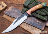 Lon Humphrey Knives: Gunfighter Bowie - Forged 52100 - Double Dyed Box Elder Burl - Orange Liners - LH04MI136