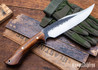 Lon Humphrey Knives: Gunfighter Bowie - Forged 52100 - Desert Ironwood - Blue Liners - LH04MI183
