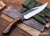 Lon Humphrey Knives: Gunfighter Bowie - Forged 52100 - Desert Ironwood - Blue Liners - LH04MI186