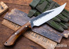 Lon Humphrey Knives: Gunfighter Bowie - Forged 52100 - Desert Ironwood - Orange Liners - LH04MI194
