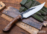Lon Humphrey Knives: Gunfighter Bowie - Forged 52100 - Desert Ironwood - Orange Liners - LH04MI195