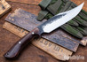 Lon Humphrey Knives: Gunfighter Bowie - Forged 52100 - Desert Ironwood - Orange Liners - LH04MI199