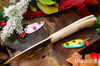 Bark River Knives: Bird & Trout - CPM 154 - Antique Bone Linen Micarta - White Liners - Brass Pins