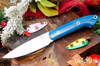 Bark River Knives: Bird & Trout - CPM 154 - Blue Canvas Micarta - Thick White Liners - Mosaic Pins