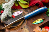 Bark River Knives: Bird & Trout - CPM 154 - Blue Canvas Micarta - Thick White Liners - Mosaic Pins
