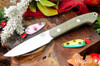 Bark River Knives: Bird & Trout - CPM 154 - Green Linen Micarta - Brass Pins - Matte