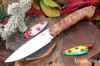 Bark River Knives: Bird & Trout - CPM 154 - Rose & Gold Maple Burl - Mosaic Pins