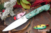 Bark River Knives: Bird & Trout - CPM 154 - Mint Green Maple Burl - Mosaic Pins