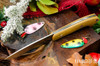 Bark River Knives: Bird & Trout - CPM 154 - Natural Canvas Micarta - Green Liners - Brass Pins