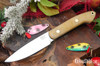 Bark River Knives: Bird & Trout - CPM 154 - Natural Canvas Micarta - Green Liners - Brass Pins - Matte