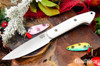 Bark River Knives: Bird & Trout - CPM 154 - White Linen Micarta - Black Liners - Mosaic Pins
