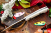 Bark River Knives: Bird & Trout - CPM 154 - White Linen Micarta - Black Liners - Mosaic Pins