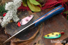 Bark River Knives: Bird & Trout - CPM 154 - Blue Denim Micarta - Red Liners - Mosaic Pins