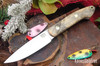 Bark River Knives: Bird & Trout - CPM 154 - California Buckeye Burl - White Liners - Brass Pins