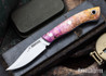 Lon Humphrey Knives: Mudbone Muskrat - Forged AEB-L - Box Elder Burl - Blue Liners - LH22AJ100