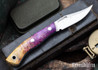 Lon Humphrey Knives: Mudbone Muskrat - Forged AEB-L - Box Elder Burl - Blue Liners - LH22AJ108