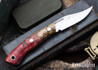 Lon Humphrey Knives: Mudbone Muskrat - Forged AEB-L - Box Elder Burl - Red Liners - LH22AJ135