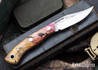 Lon Humphrey Knives: Mudbone Muskrat - Forged AEB-L - Box Elder Burl - Red Liners - LH22AJ143