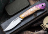 Lon Humphrey Knives: Mudbone Muskrat - Forged AEB-L - Box Elder Burl - Red Liners - LH22AJ145