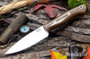 Bark River Knives: Mini Aurora - CPM-3V - Tan Burlap Micarta - Red Liners - Mosaic Pins