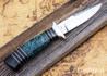 Alan Warren Custom Knives: #2565 Little Fighter - Box Elder Burl - Black G10 & Nickel Silver Accents - G10 Pommel - Bronze Pin Filework