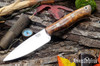 Bark River Knives: Mini Aurora - CPM 3V - Amboyna Burl - Red Liners - Mosaic Pins